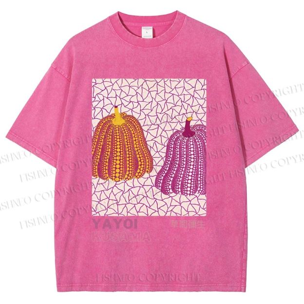 Unisex Yayoi Kusama Pumpkin Printed Washed Tee