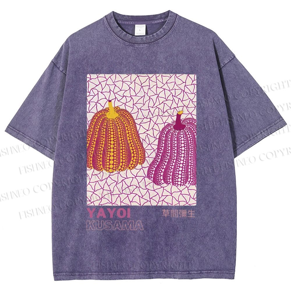 Unisex Yayoi Kusama Pumpkin Printed Washed Tee