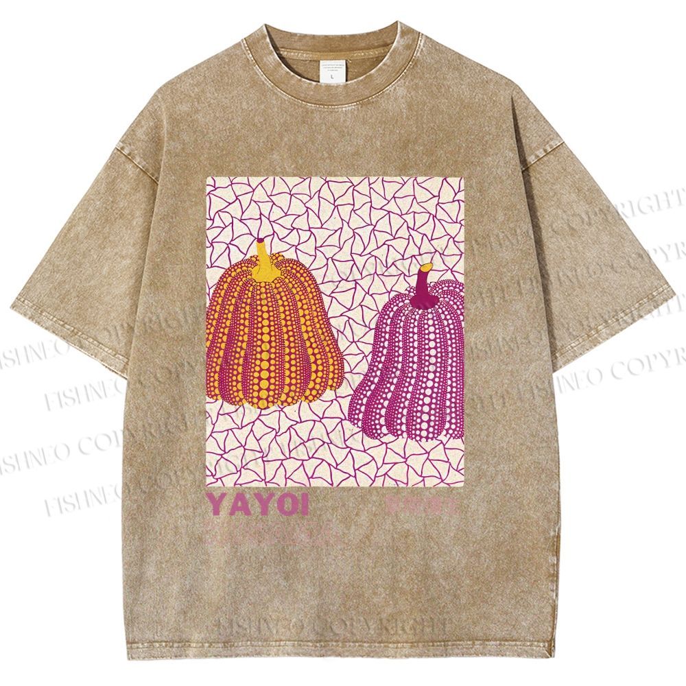 Unisex Yayoi Kusama Pumpkin Printed Washed Tee