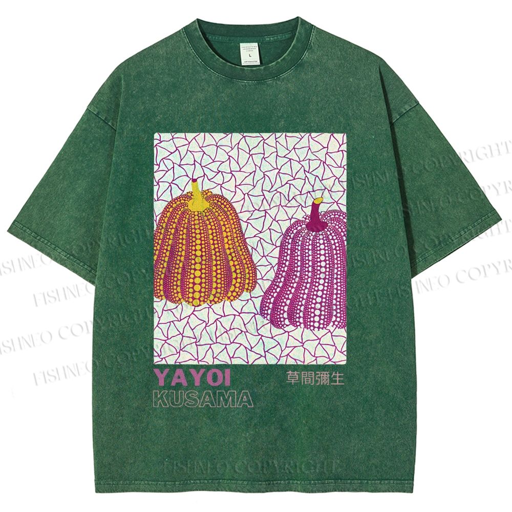 Unisex Yayoi Kusama Pumpkin Printed Washed Tee