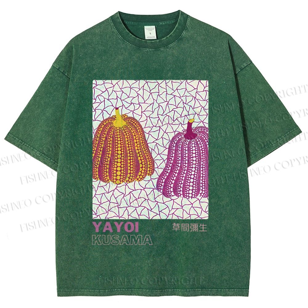 Unisex Yayoi Kusama Pumpkin Printed Washed Tee