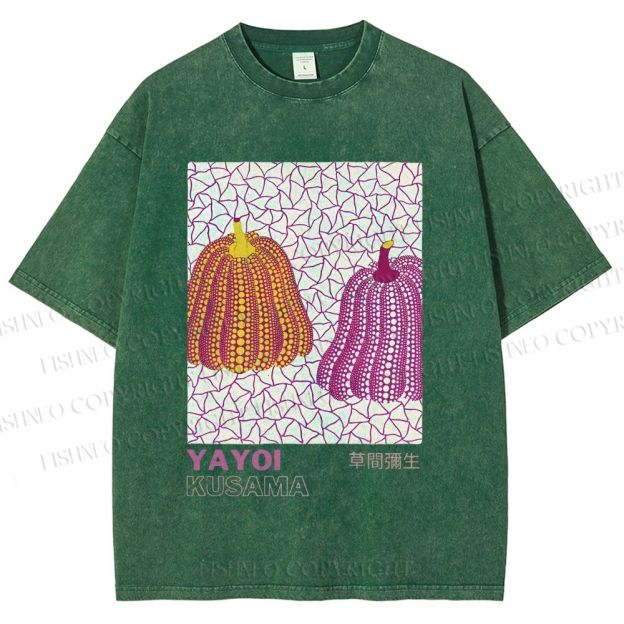 Unisex Yayoi Kusama Pumpkin Printed Washed Tee