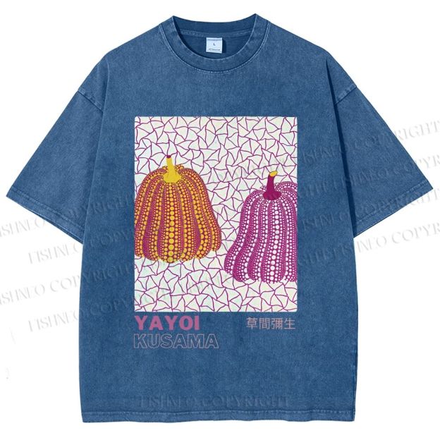 Unisex Yayoi Kusama Pumpkin Printed Washed Tee