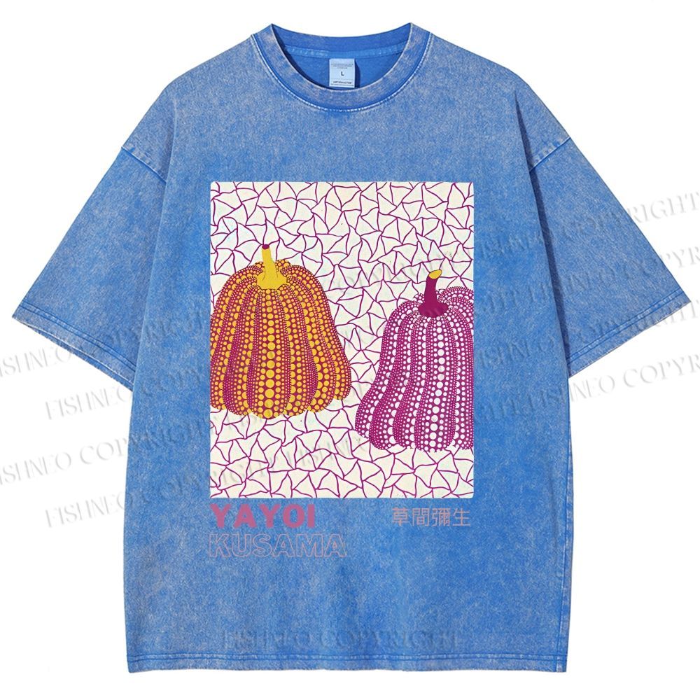 Unisex Yayoi Kusama Pumpkin Printed Washed Tee