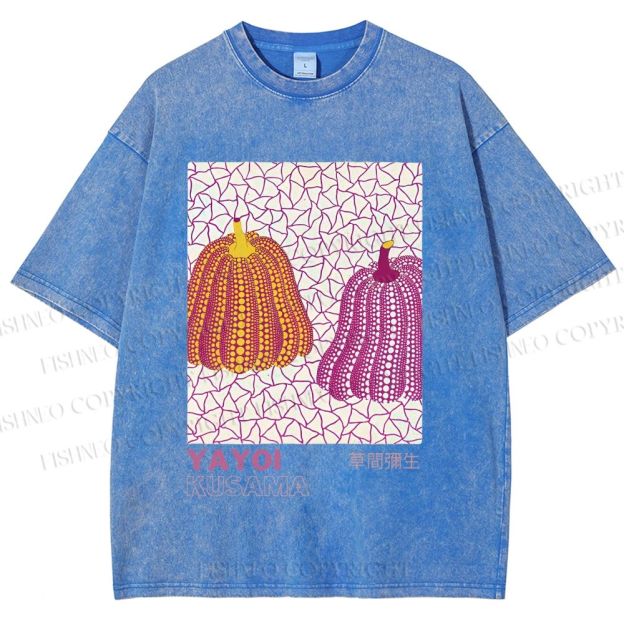 Unisex Yayoi Kusama Pumpkin Printed Washed Tee