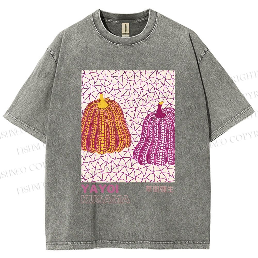 Unisex Yayoi Kusama Pumpkin Printed Washed Tee