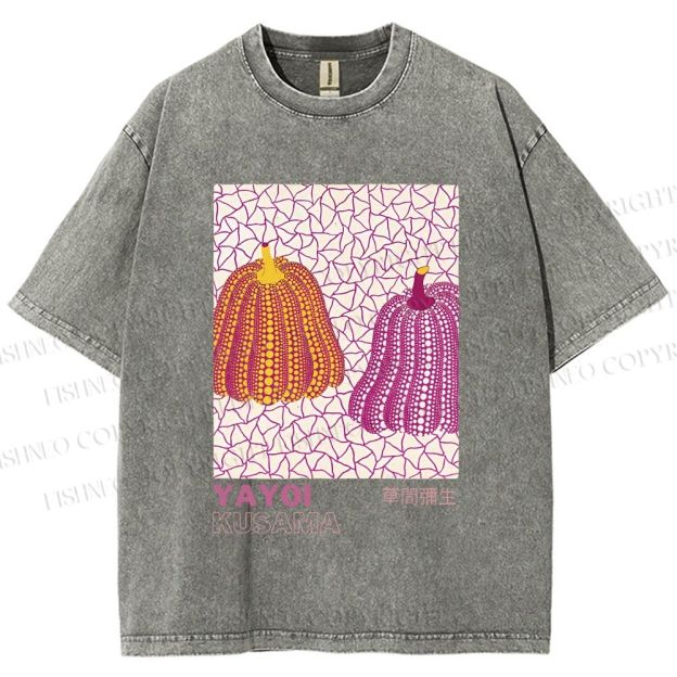 Unisex Yayoi Kusama Pumpkin Printed Washed Tee