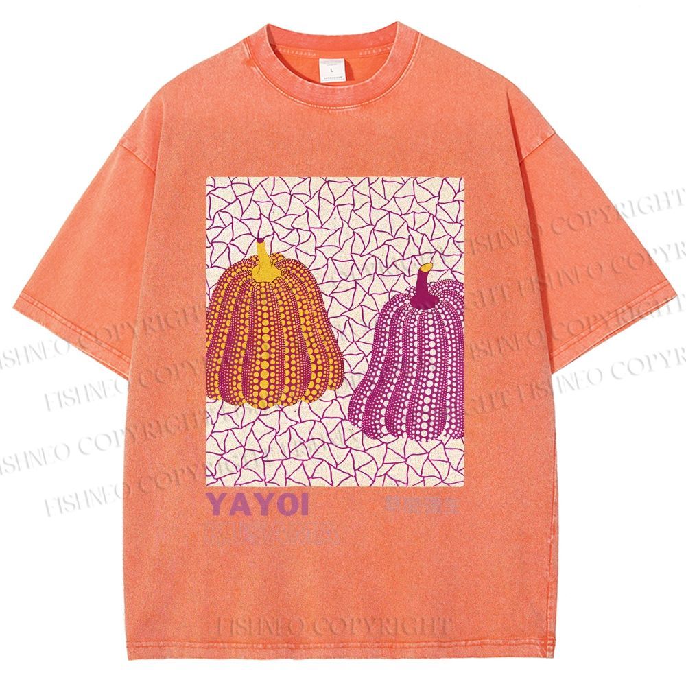 Unisex Yayoi Kusama Pumpkin Printed Washed Tee