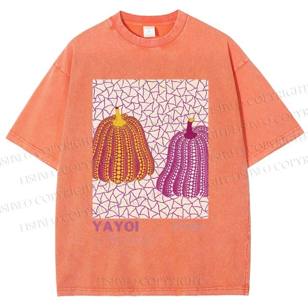 Unisex Yayoi Kusama Pumpkin Printed Washed Tee