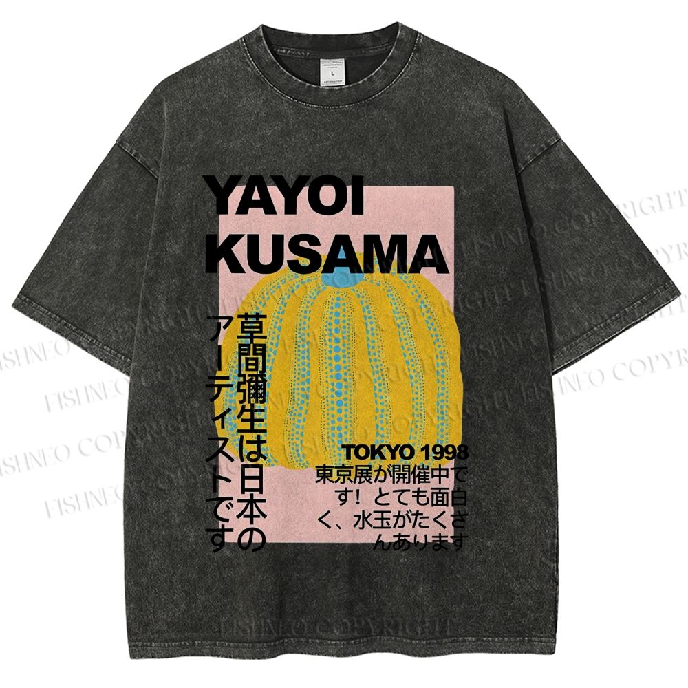 Unisex Yayoi Kusama Pumpkin Printed Washed Tee