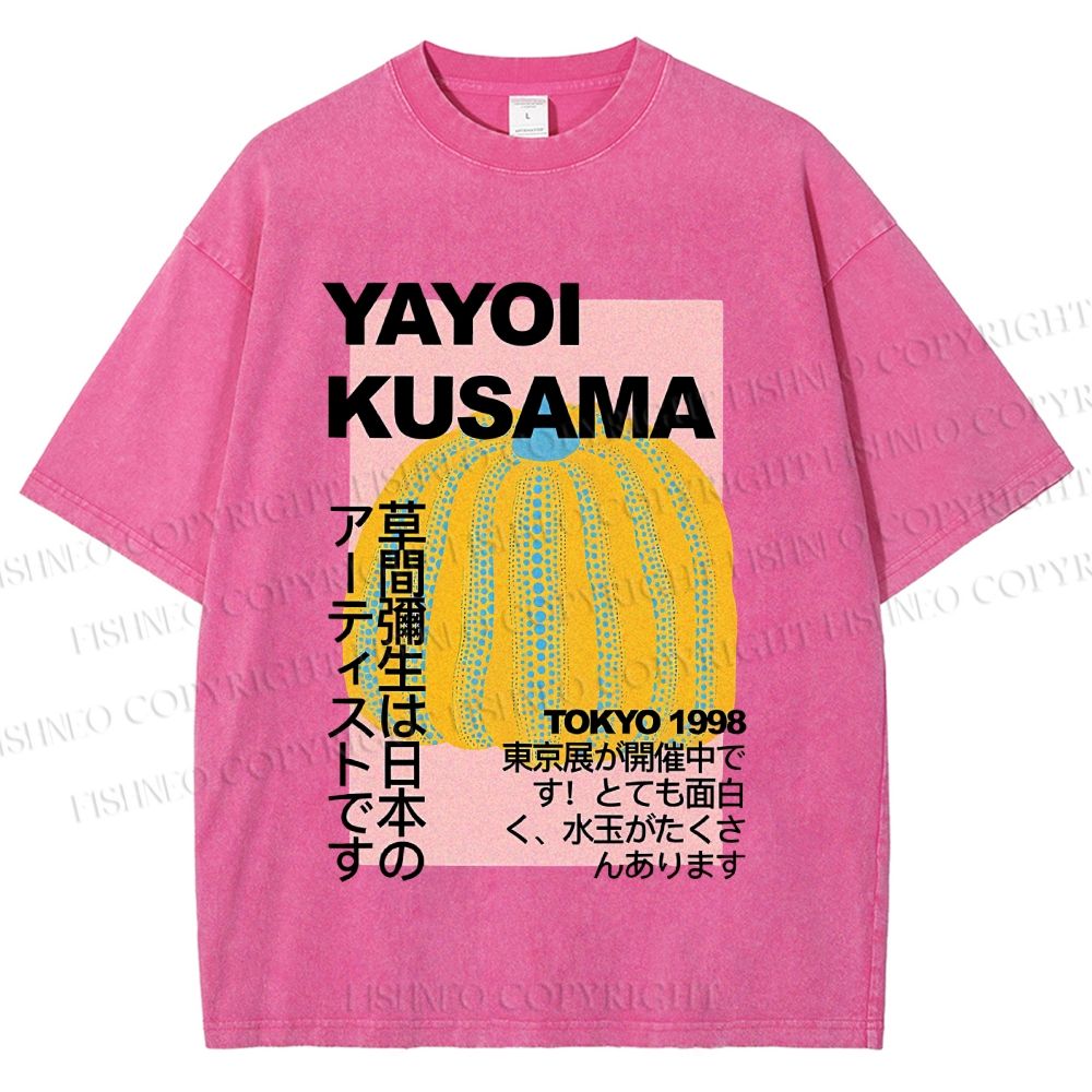 Unisex Yayoi Kusama Pumpkin Printed Washed Tee