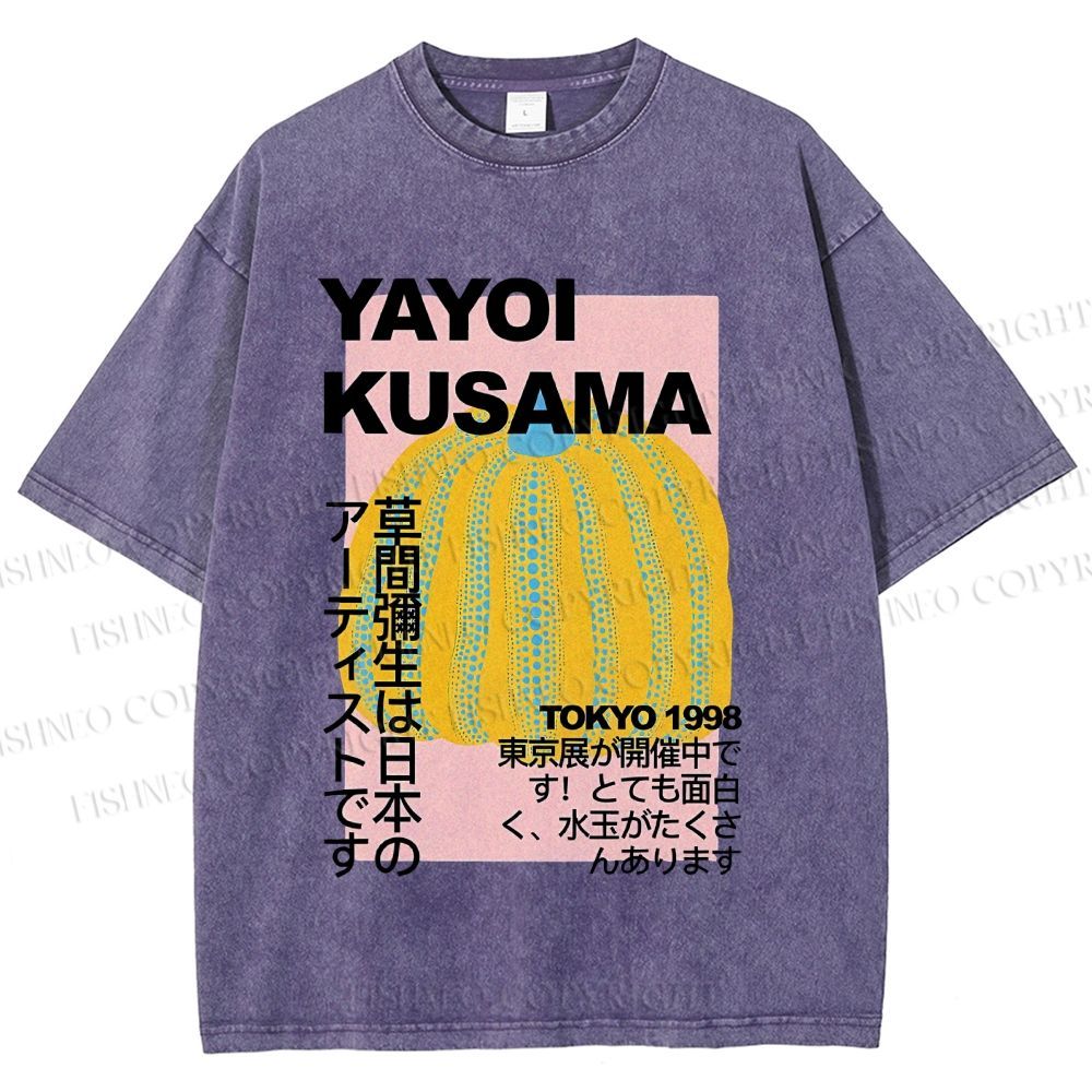 Unisex Yayoi Kusama Pumpkin Printed Washed Tee