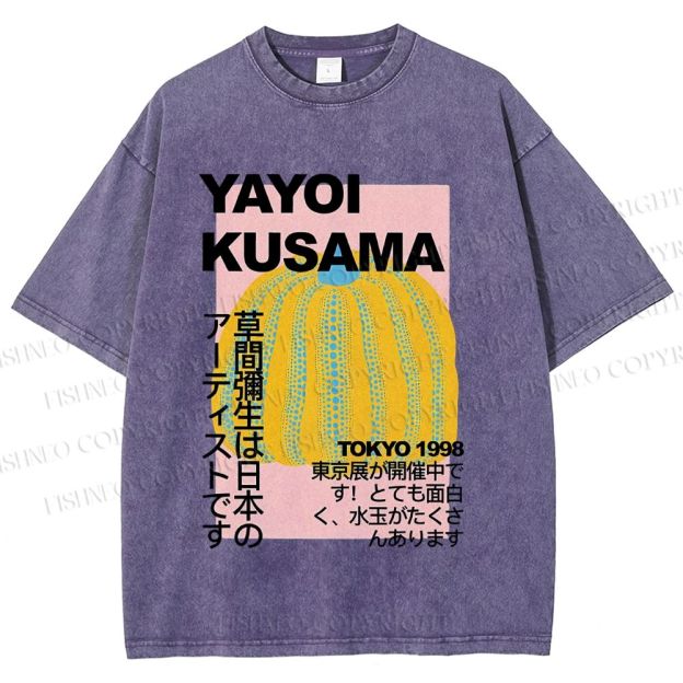 Unisex Yayoi Kusama Pumpkin Printed Washed Tee