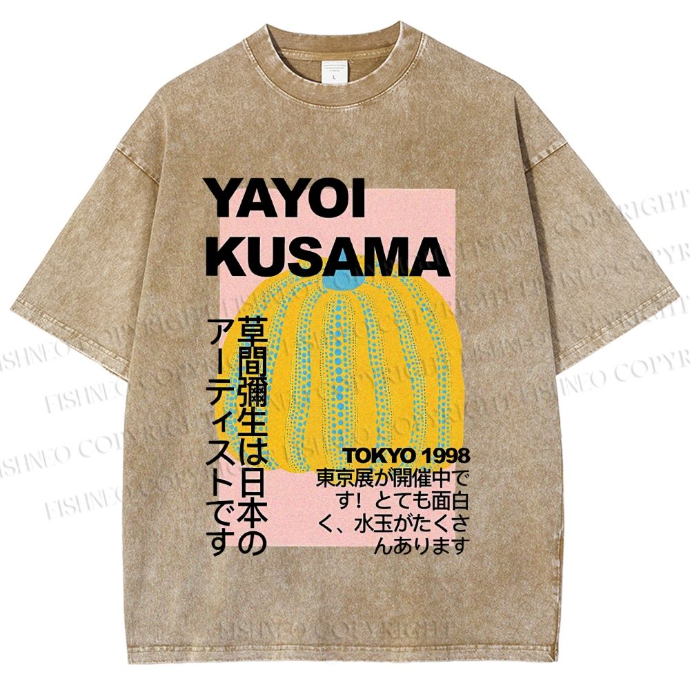 Unisex Yayoi Kusama Pumpkin Printed Washed Tee