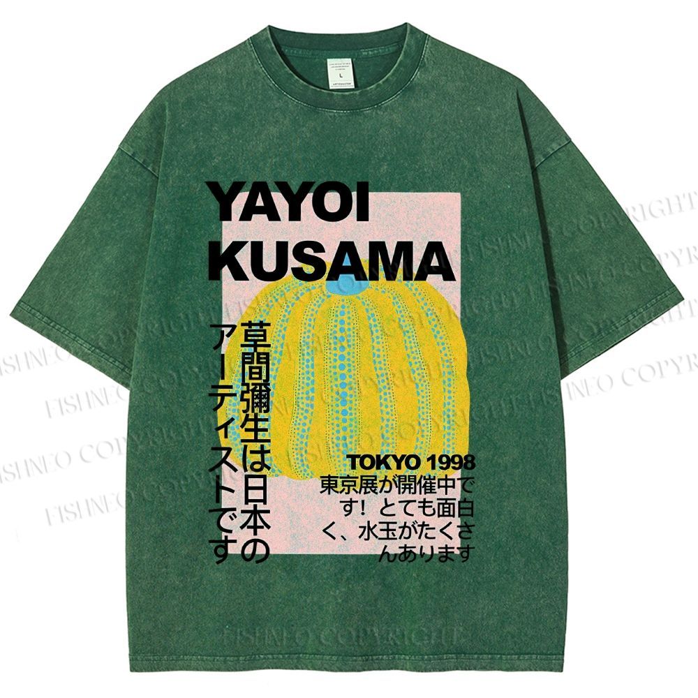 Unisex Yayoi Kusama Pumpkin Printed Washed Tee