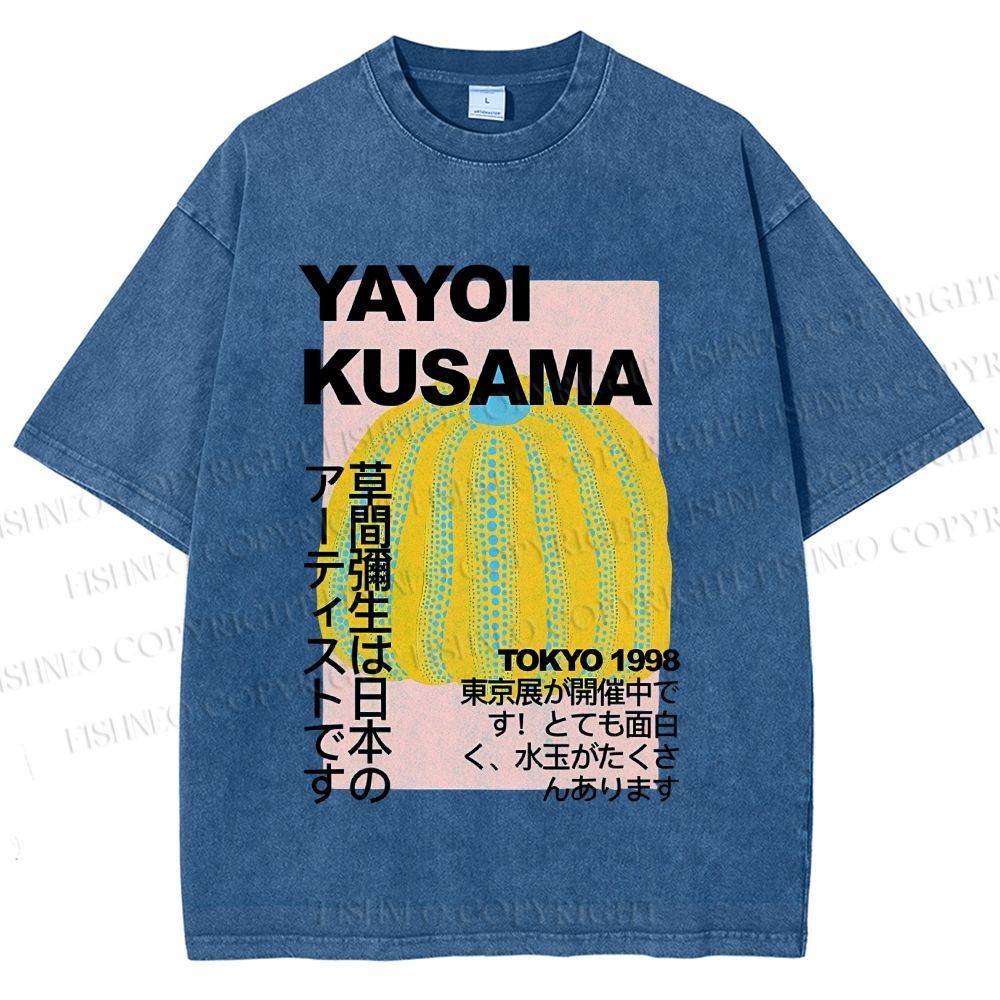 Unisex Yayoi Kusama Pumpkin Printed Washed Tee