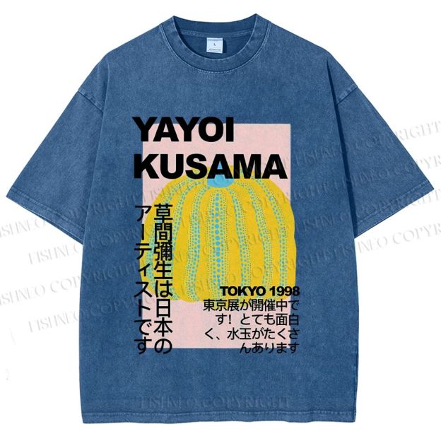 Unisex Yayoi Kusama Pumpkin Printed Washed Tee