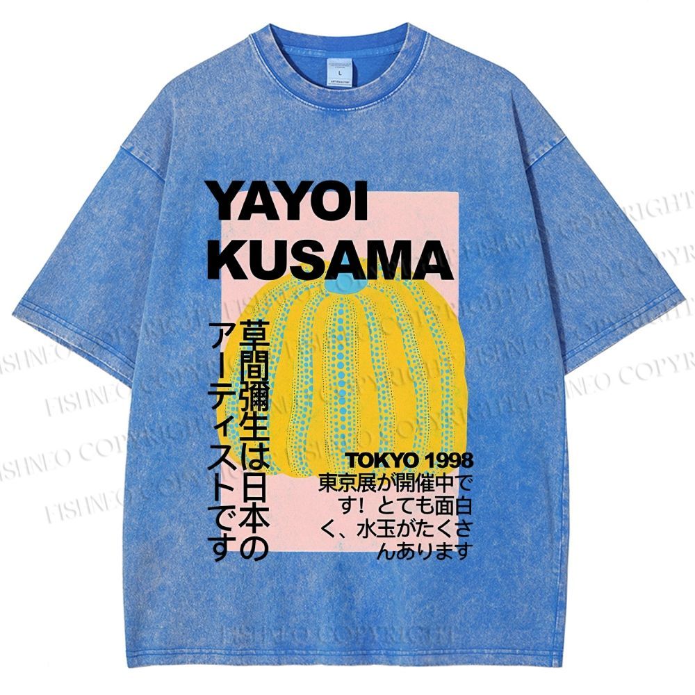 Unisex Yayoi Kusama Pumpkin Printed Washed Tee