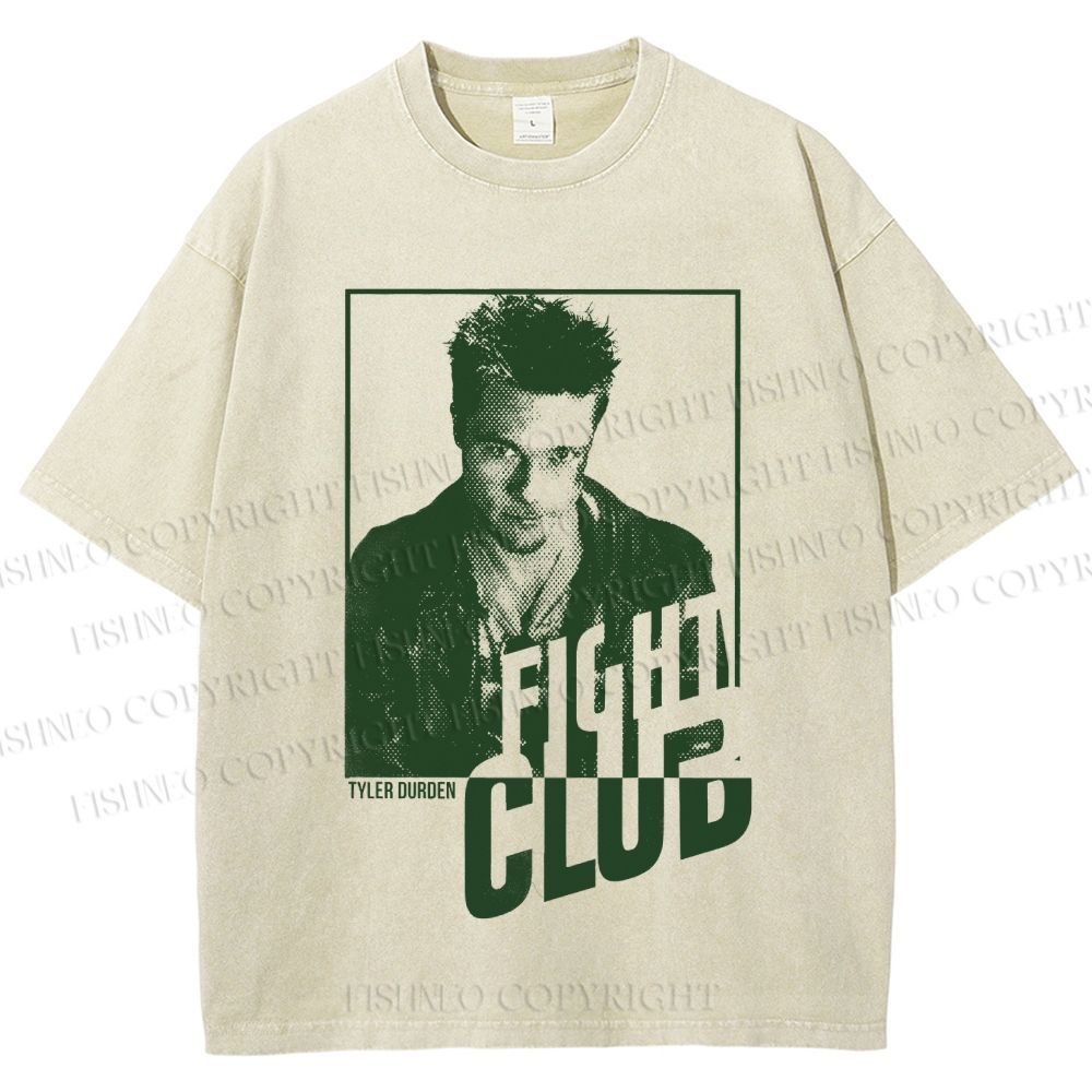 Unisex Brad Pitt Fight Club Printed Washed Tee