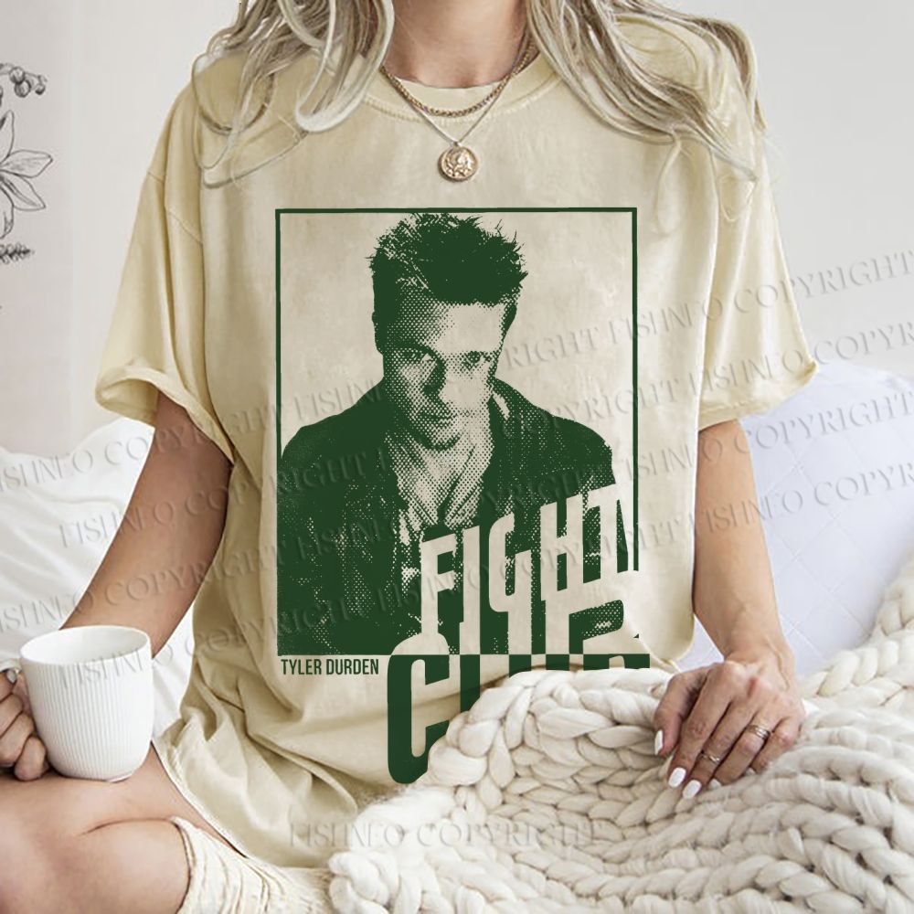 Unisex Brad Pitt Fight Club Printed Washed Tee