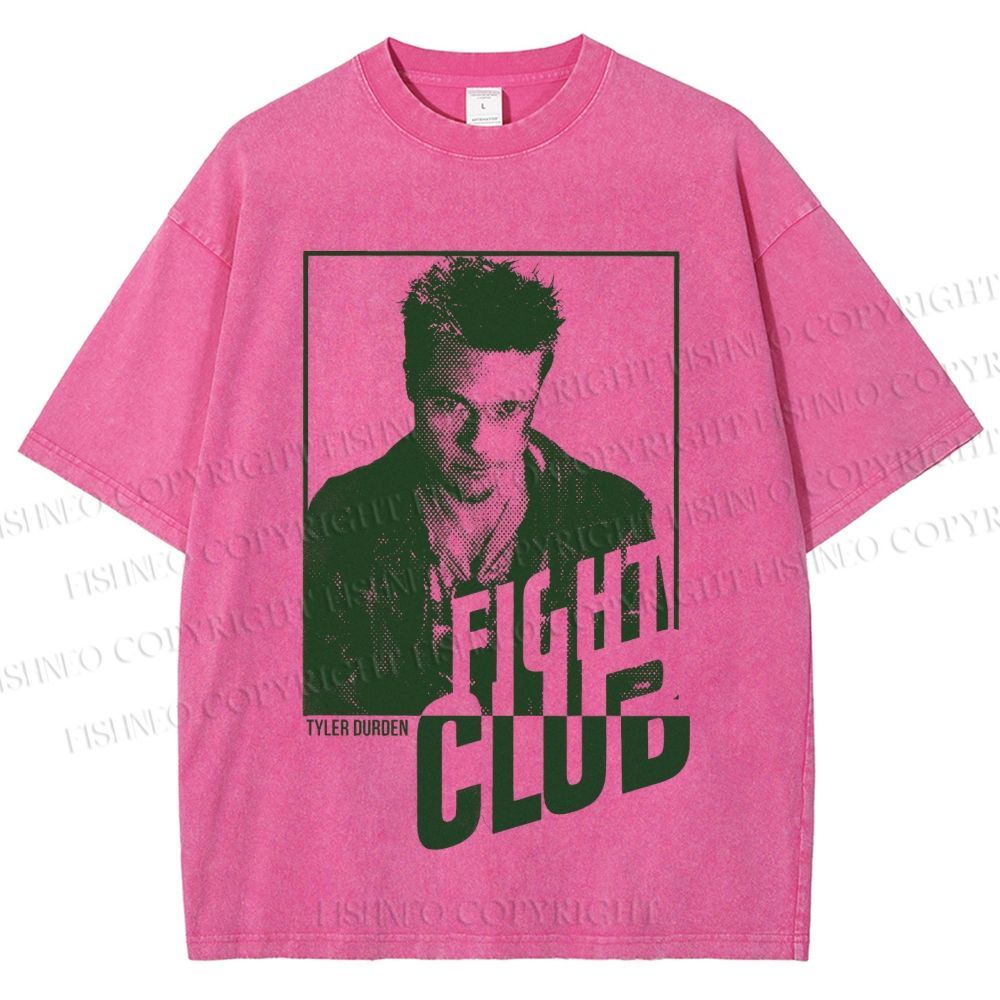 Unisex Brad Pitt Fight Club Printed Washed Tee