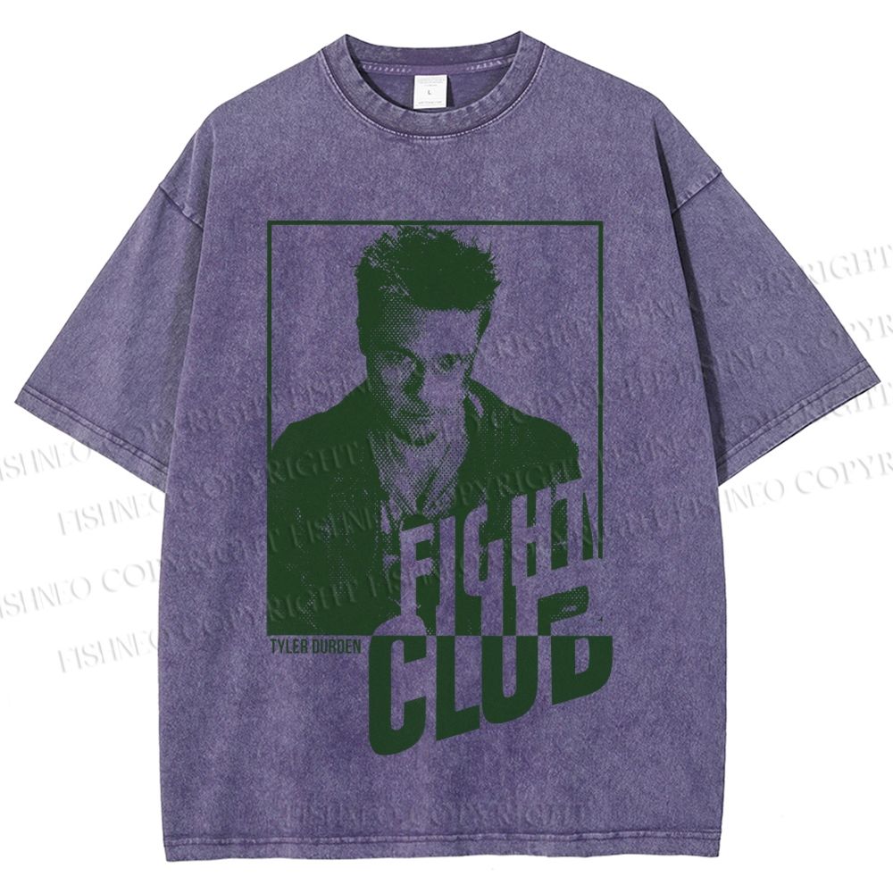 Unisex Brad Pitt Fight Club Printed Washed Tee