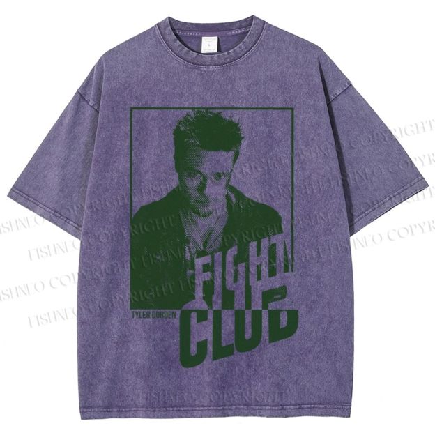 Unisex Brad Pitt Fight Club Printed Washed Tee
