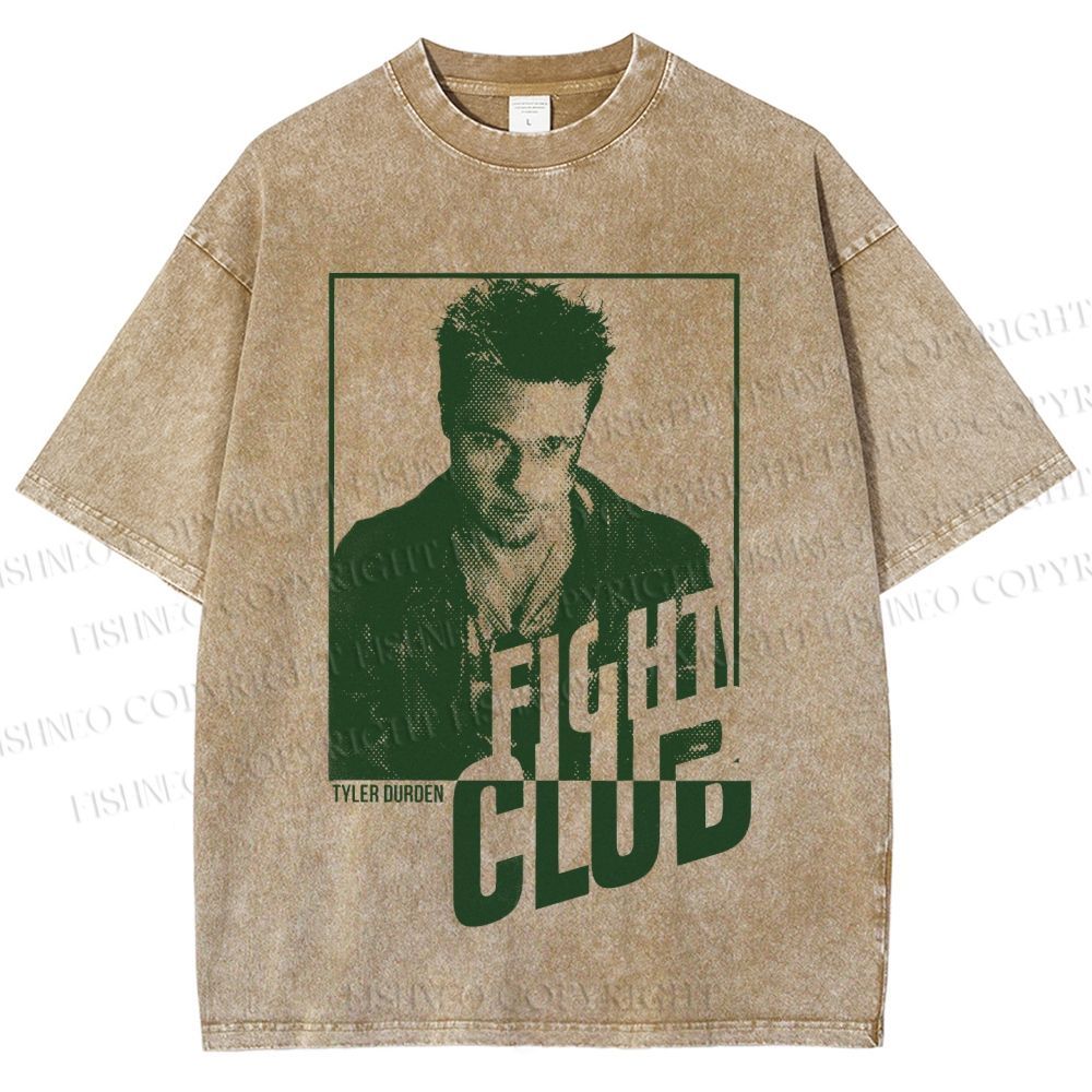 Unisex Brad Pitt Fight Club Printed Washed Tee