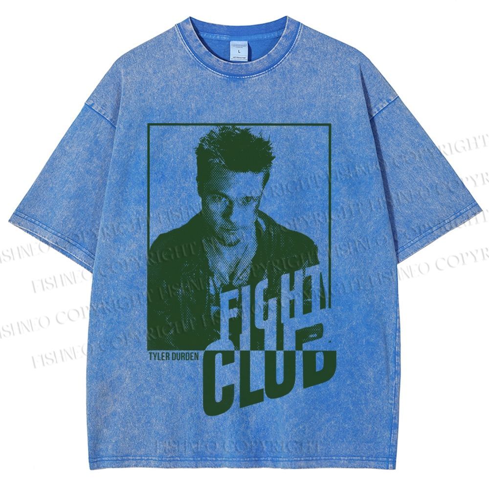 Unisex Brad Pitt Fight Club Printed Washed Tee