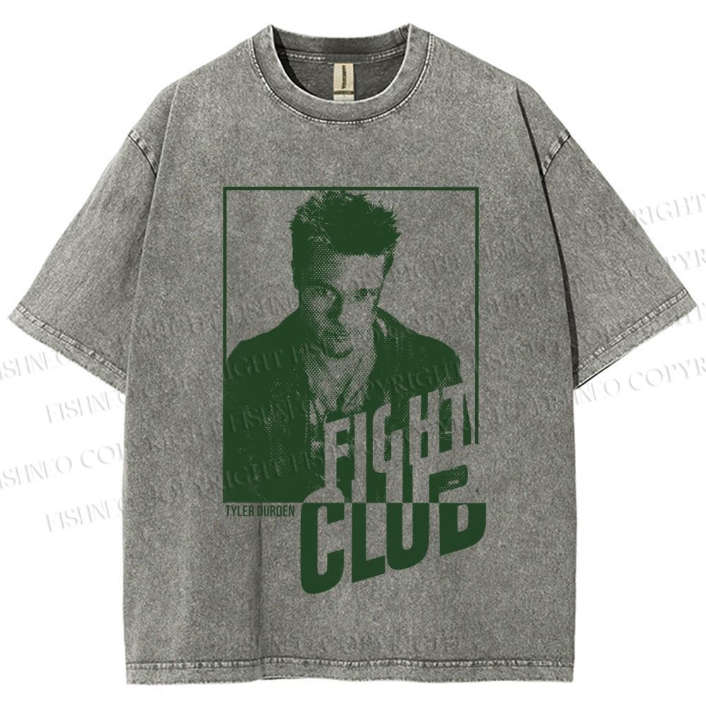 Unisex Brad Pitt Fight Club Printed Washed Tee