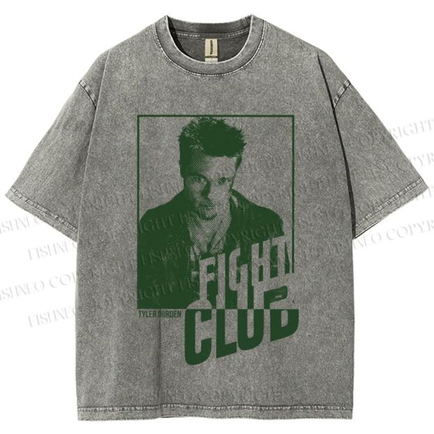 Unisex Brad Pitt Fight Club Printed Washed Tee