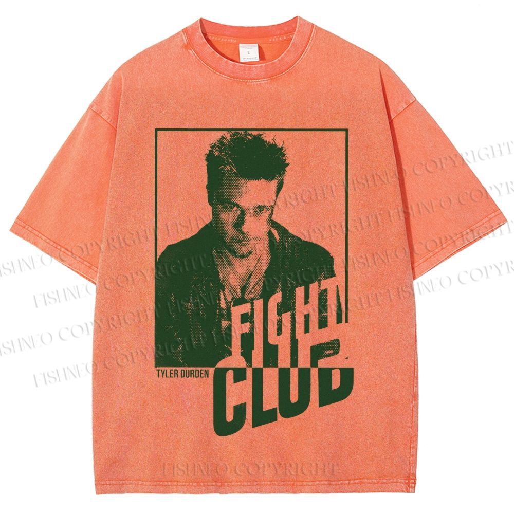 Unisex Brad Pitt Fight Club Printed Washed Tee