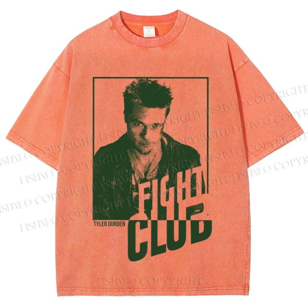 Unisex Brad Pitt Fight Club Printed Washed Tee