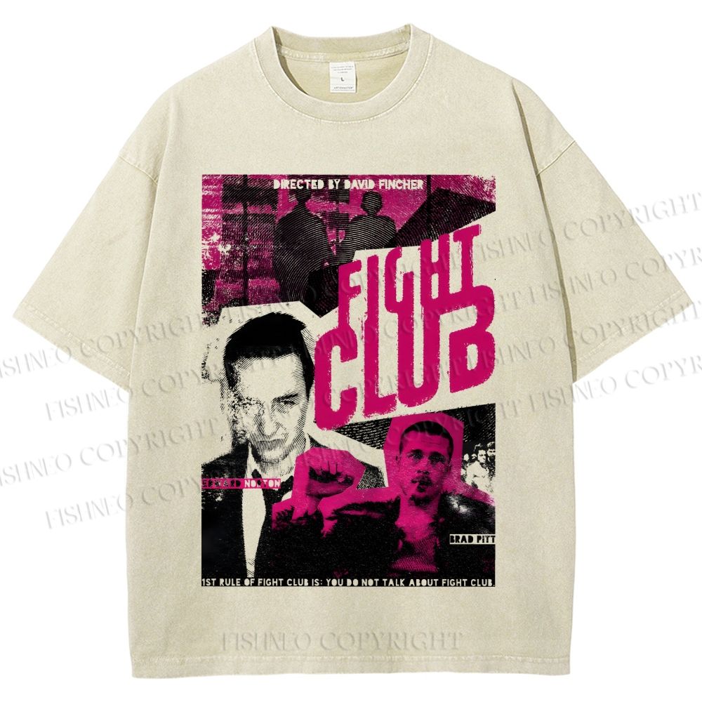 Unisex Fight Club Design Poster Printed Washed Tee