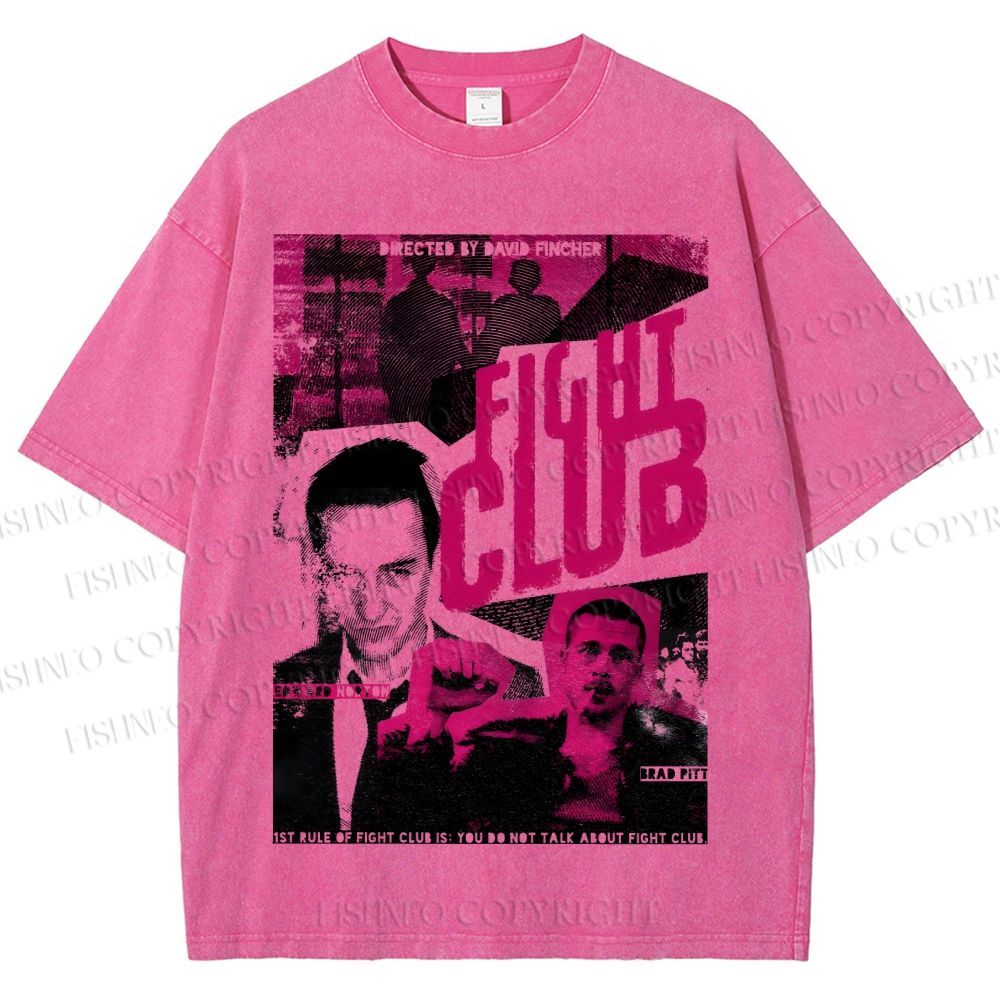 Unisex Fight Club Design Poster Printed Washed Tee