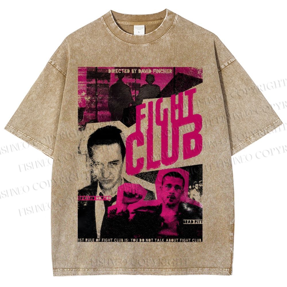 Unisex Fight Club Design Poster Printed Washed Tee