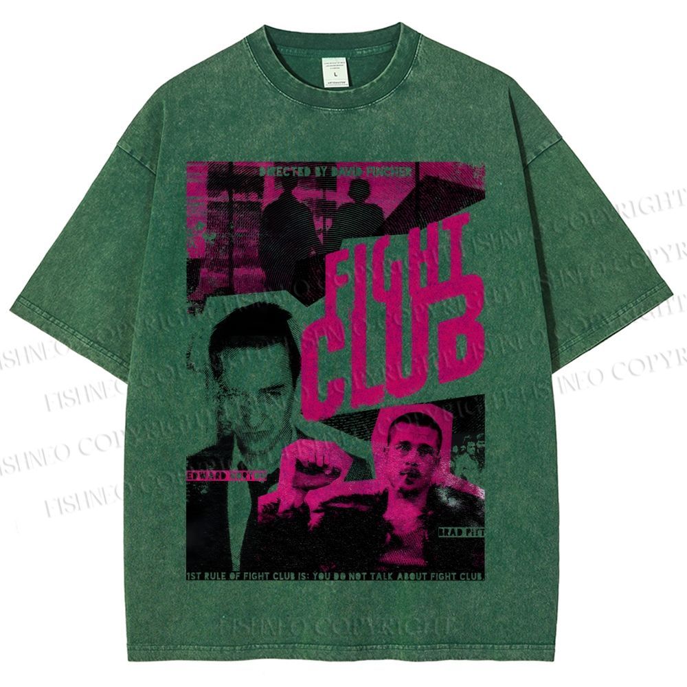 Unisex Fight Club Design Poster Printed Washed Tee