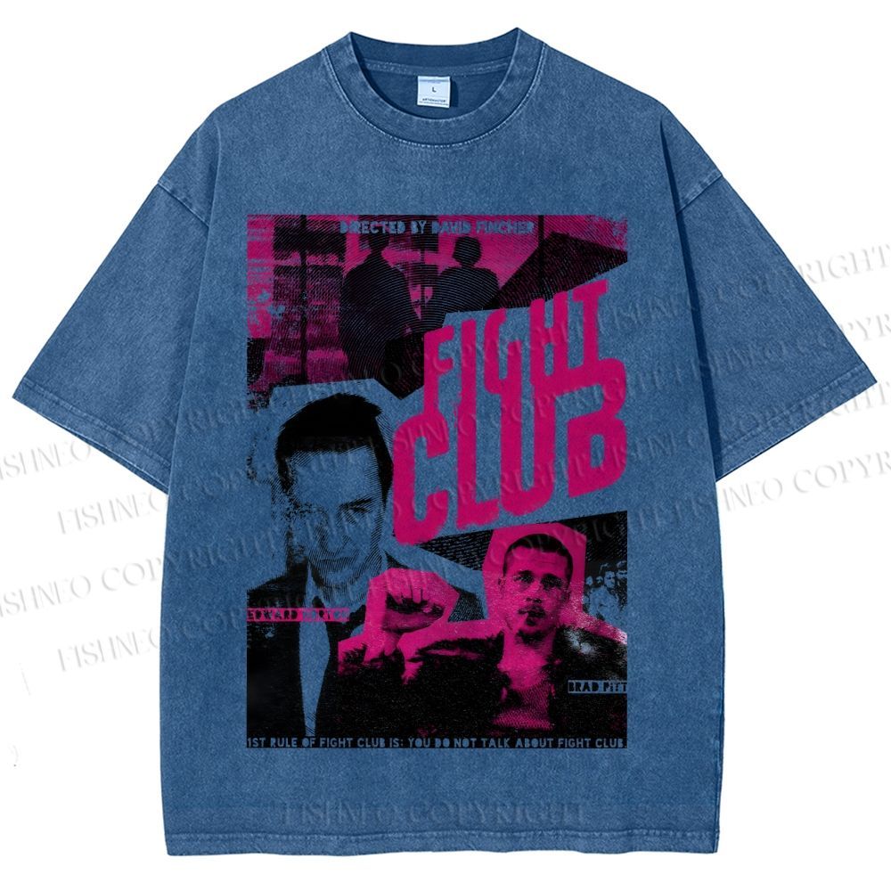 Unisex Fight Club Design Poster Printed Washed Tee