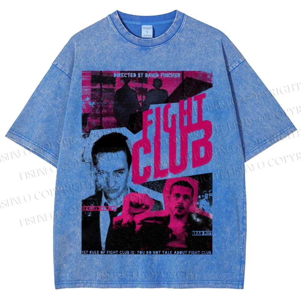 Unisex Fight Club Design Poster Printed Washed Tee