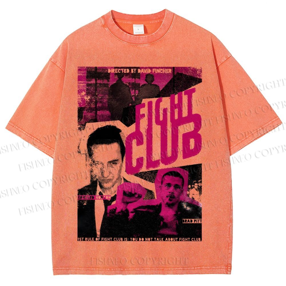 Unisex Fight Club Design Poster Printed Washed Tee