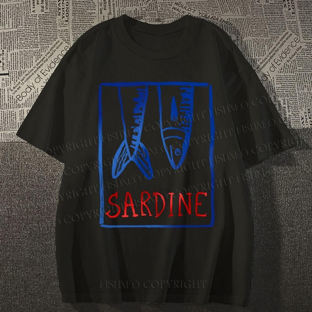 Unisex Vintage Sardine Fish In Box Classic Cotton T-shirt