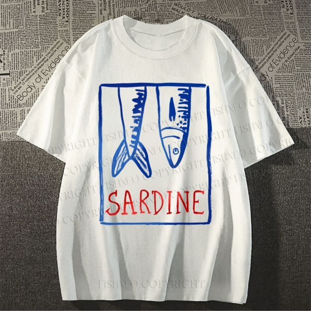 Unisex Vintage Sardine Fish In Box Classic Cotton T-shirt