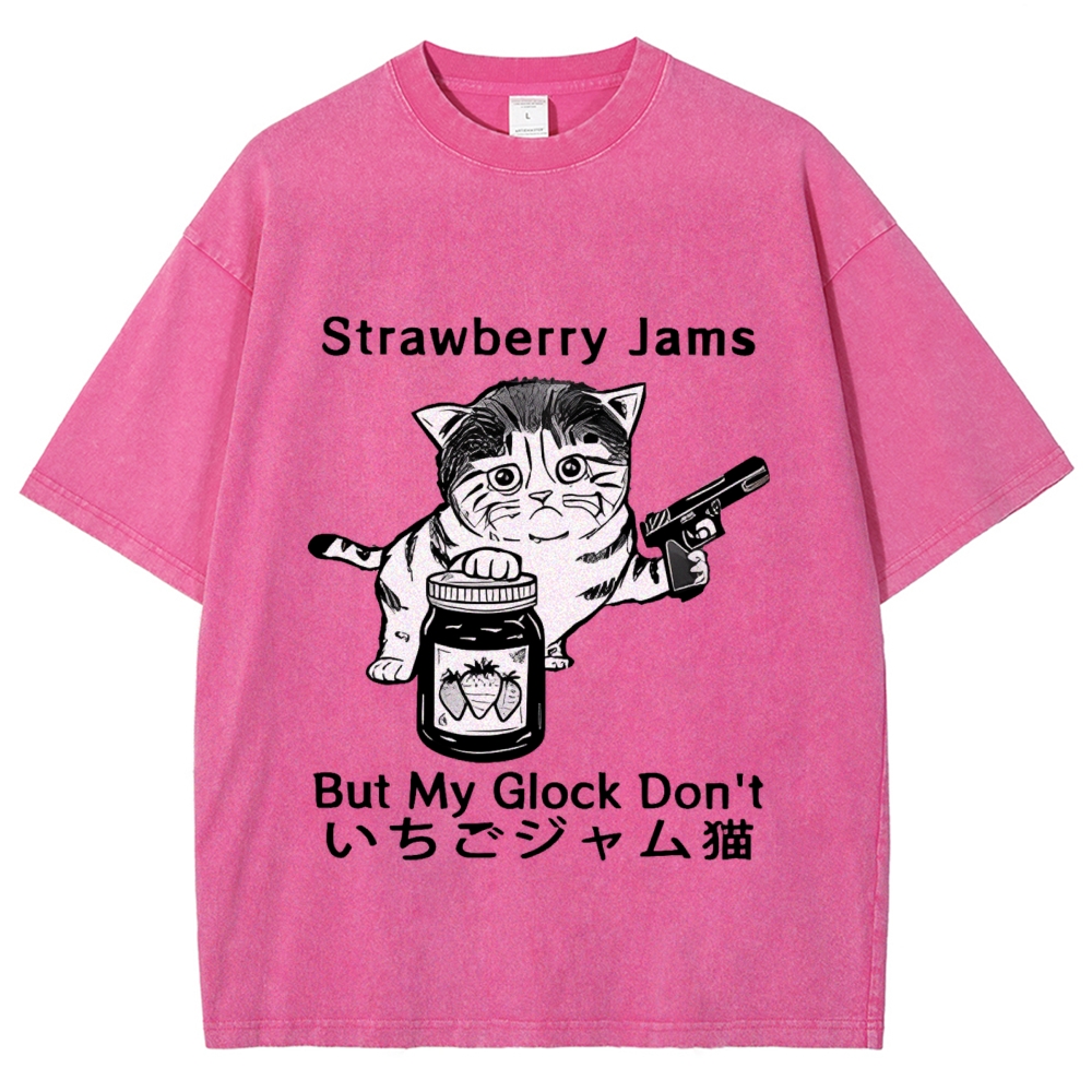  Strawberry Jam Cat Washed T-Shirt