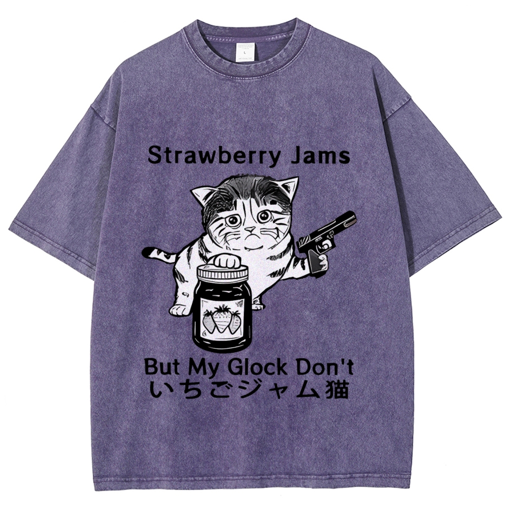  Strawberry Jam Cat Washed T-Shirt