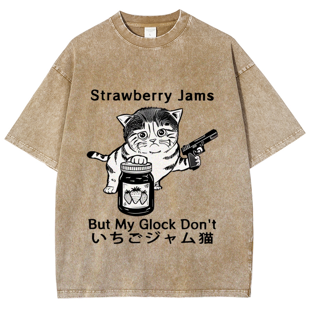  Strawberry Jam Cat Washed T-Shirt