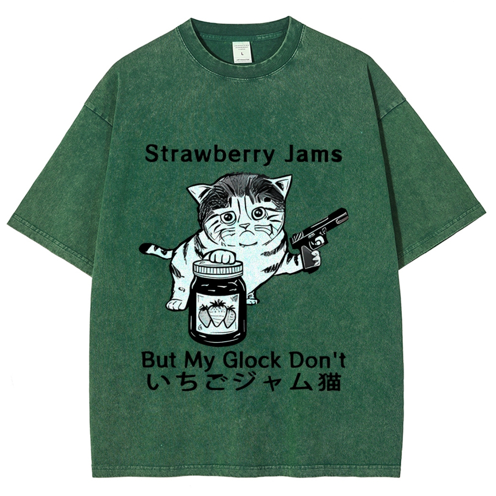  Strawberry Jam Cat Washed T-Shirt