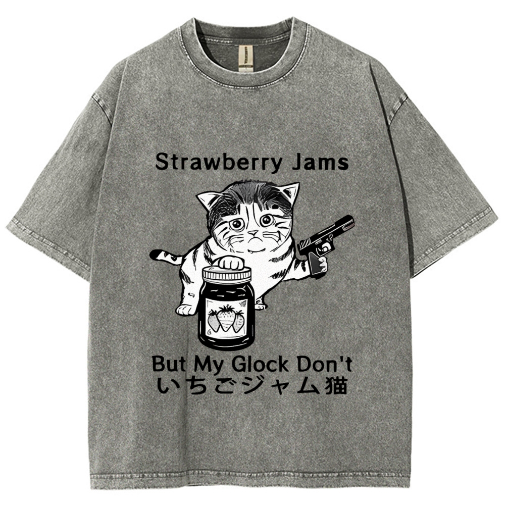  Strawberry Jam Cat Washed T-Shirt