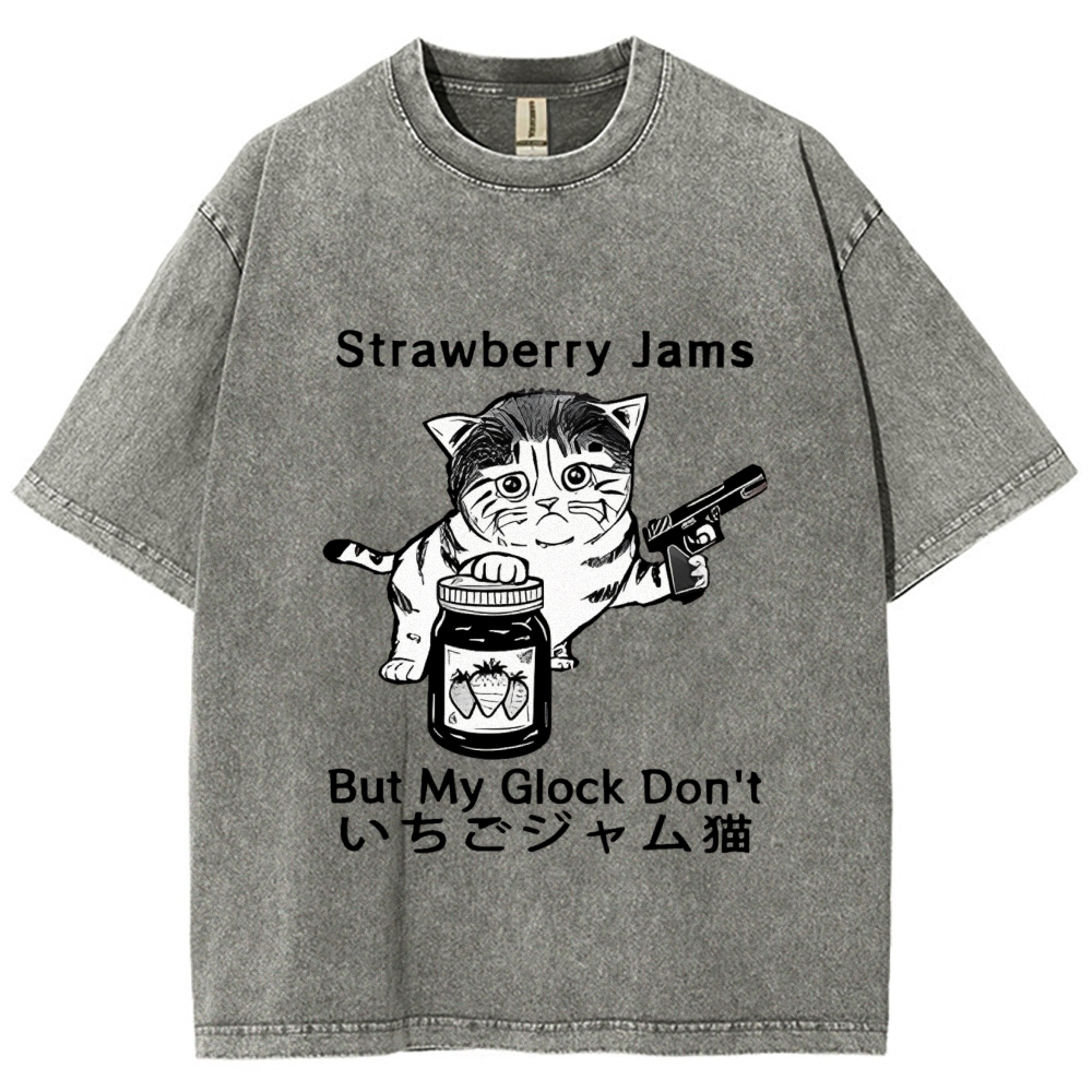  Strawberry Jam Cat Washed T-Shirt