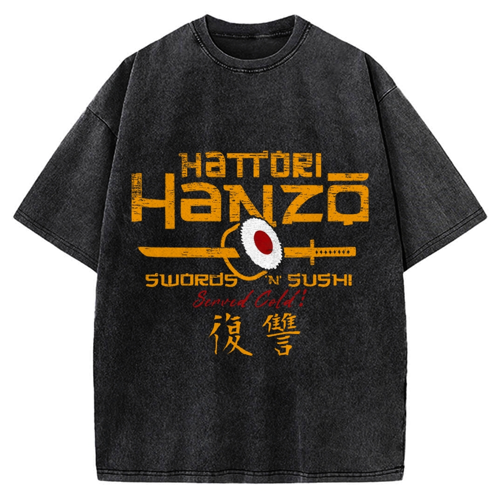 Okinawa Hattori Hanzo Sushi Japanese Style Vintage Washed T-shirt
