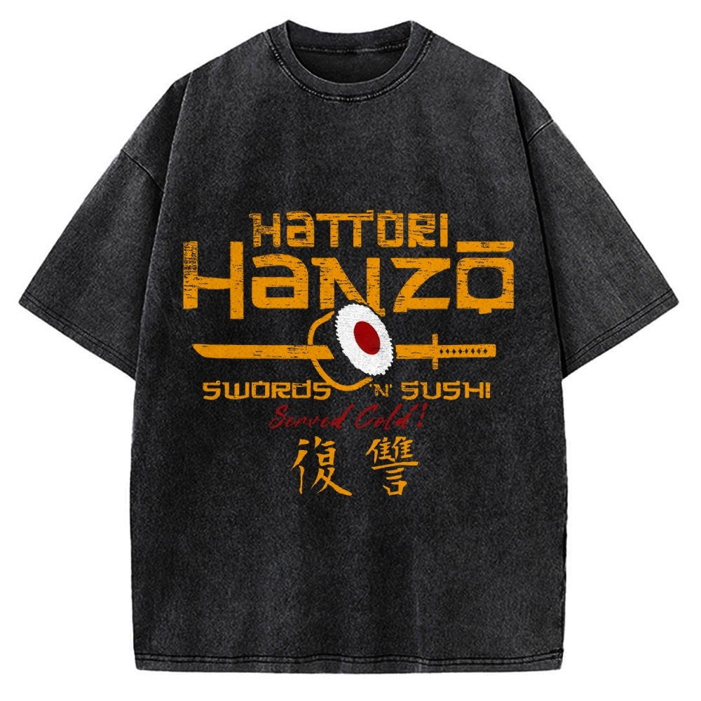 Okinawa Hattori Hanzo Sushi Japanese Style Vintage Washed T-shirt